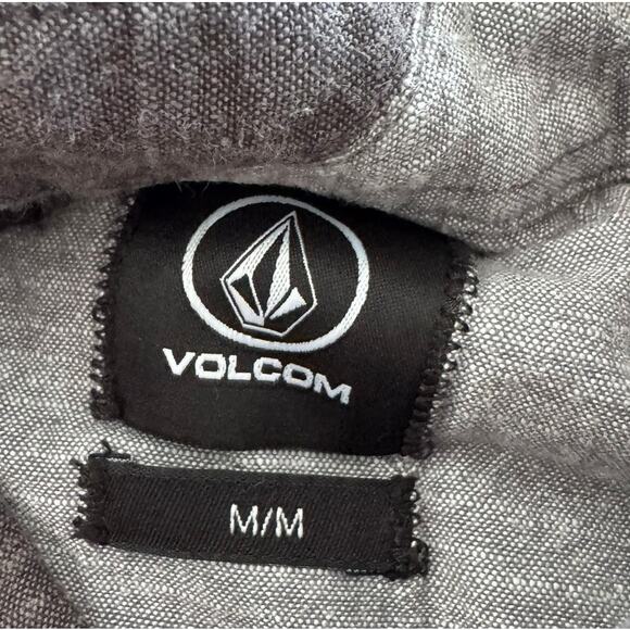 Volcom Mens Medium Long SLeeve Gray Button Front Shirt 100% Cotton - Picture 3 of 8